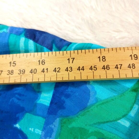 Lacera  Blue Floral Maxi Button Front Scoop Neck 100% Cotton VNTG 90s Women's L. - Picture 7 of 8